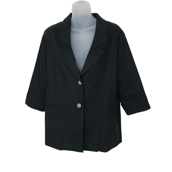 NWT Moussy Black Linen Blend Blazer Size F one size - Picture 1 of 7